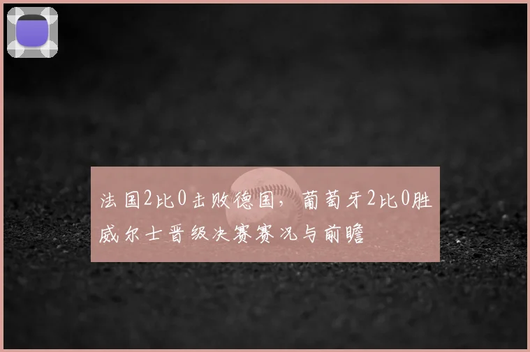 法国2比0击败德国，葡萄牙2比0胜威尔士晋级决赛赛况与前瞻